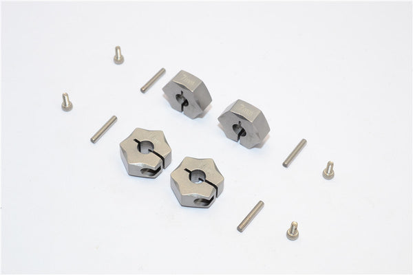 Aluminum Wheel Hex Adapter 14mmx7mm - 4Pcs Set Gray Silver
