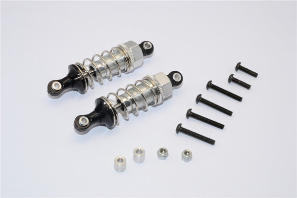 Tamiya M1025 Hummer Aluminum Front/Rear 60mm Damper With Plastic Ball Top - 1Pr Set Silver