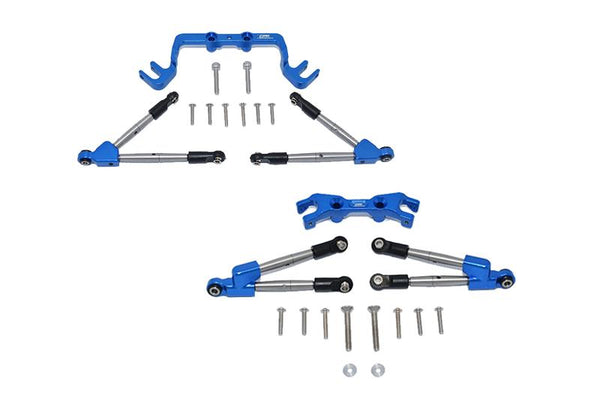 Aluminum Front & Rear Tie Rods With Stabilizer For 1/10 Traxxas HOSS 4X4 VXL 90076-4 - 24Pc Set Blue