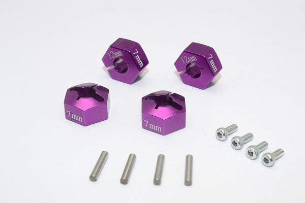 HSP 94103 Aluminum Hex Adapter 12mm x 7mm - 4Pcs Set Purple