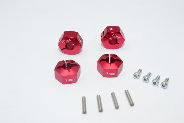 HSP 94103 Aluminum Hex Adapter 12mm x 7mm - 4Pcs Set Red