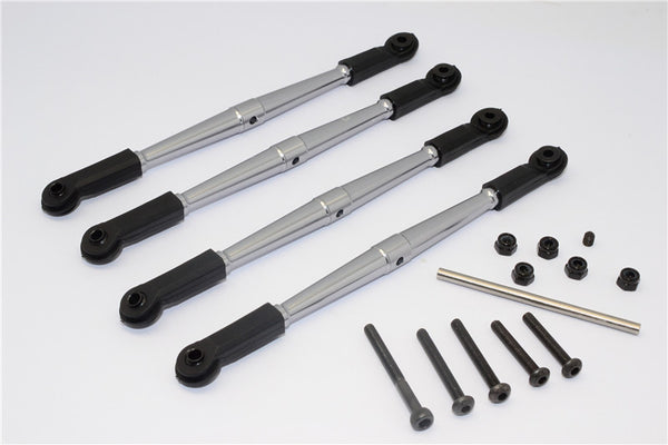 Vaterra K5 Blazer Ascender Aluminum Rear Anti-Thread Tie Rod 121mm For 308mm Wheelbase - 4Pcs Set Gray Silver