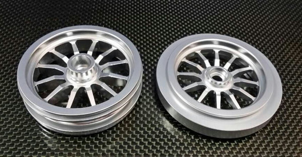 Kyosho Motorcycle NSR500 Aluminum Front + Rear Wheel Flat (12H) - 2 Pcs Silver