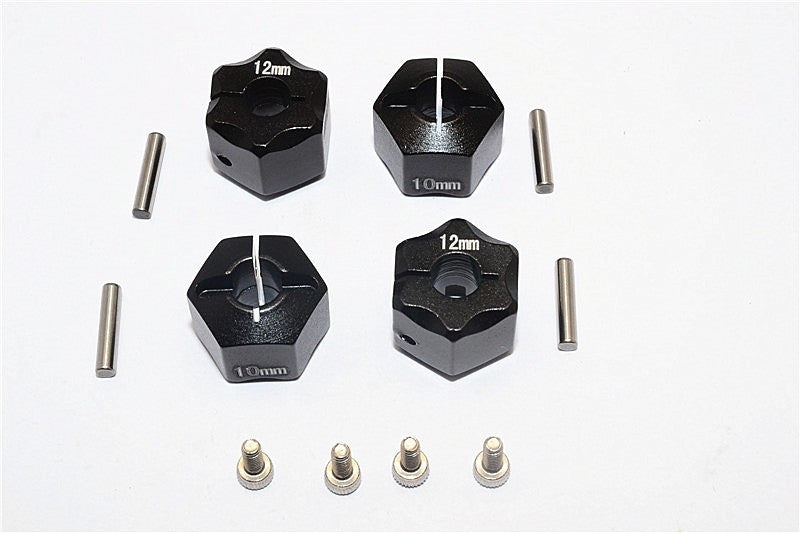 Thunder Tiger Kaiser XS Aluminum Wheel Hex (12mm X 10mm) - 4Pcs Set Black