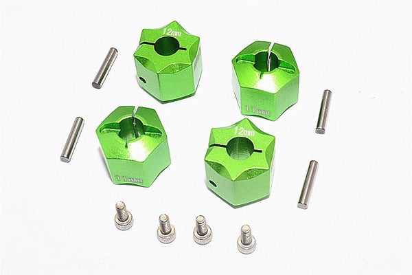 Thunder Tiger Kaiser XS Aluminum Wheel Hex (12mm X 11mm) - 4Pcs Set Green
