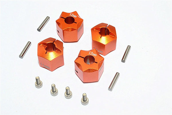 Thunder Tiger Kaiser XS Aluminum Wheel Hex (12mm X 11mm) - 4Pcs Set Orange