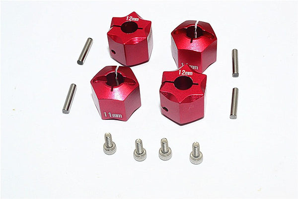 Thunder Tiger Kaiser XS Aluminum Wheel Hex (12mm X 11mm) - 4Pcs Set Red
