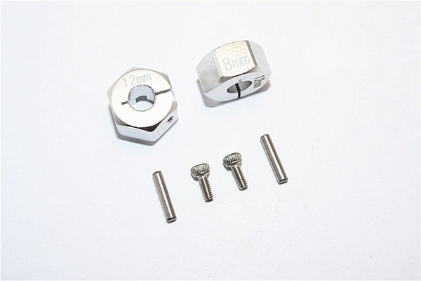 Thunder Tiger Kaiser XS Aluminum Wheel Hex (12mm X 8mm) - 2Pcs Set Silver