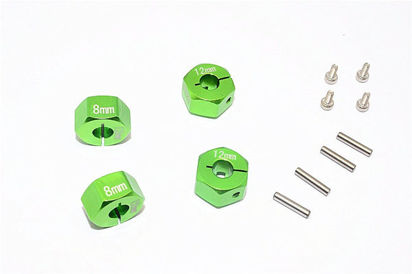 Thunder Tiger Kaiser XS Aluminum Wheel Hex (12mm X 8mm) - 4Pcs Set Green
