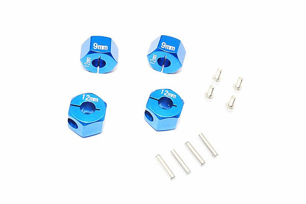 Thunder Tiger Kaiser XS Aluminum Wheel Hex (12mm X 9mm) - 4Pcs Set Blue