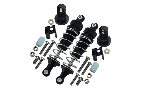 Aluminium Front Adjustable Spring Damper (70mm) & Protector Mount For 1/12 Tamiya R/C Lunch Box - 1Pr Set Black