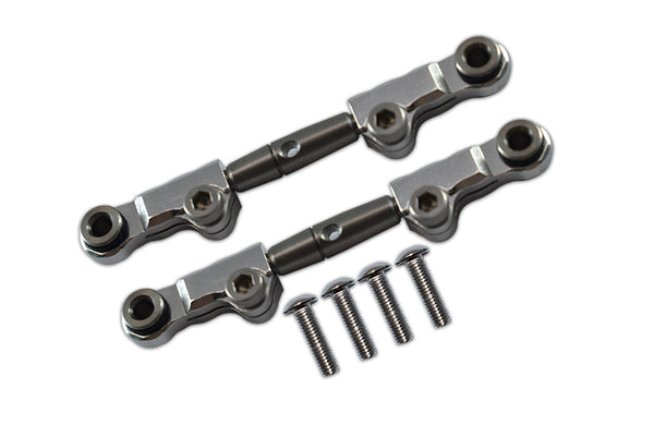 Losi 1/18 Mini-T 2.0 2WD Stadium Truck Aluminum + Stainless Steel Front Upper Arm Tie Rod - 6Pc Set Silver