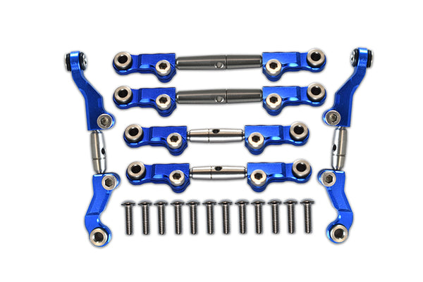 Losi 1/18 Mini-T 2.0 2WD Stadium Truck Aluminum + Stainless Steel Adjustable Tie Rods - 18Pc Set Blue