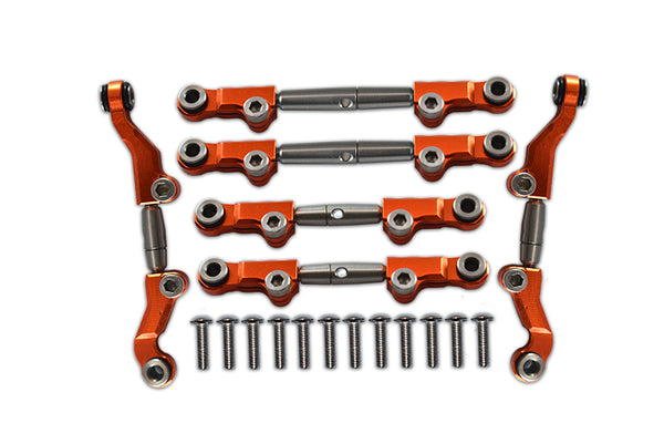 Losi 1/18 Mini-T 2.0 2WD Stadium Truck Aluminum + Stainless Steel Adjustable Tie Rods - 18Pc Set Orange