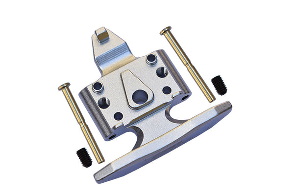 Losi 1/18 Mini-T 2.0 2WD Stadium Truck Aluminum Front Bumper with D-Rings + Aluminum Front Skid Plate - 5Pc Set Silver