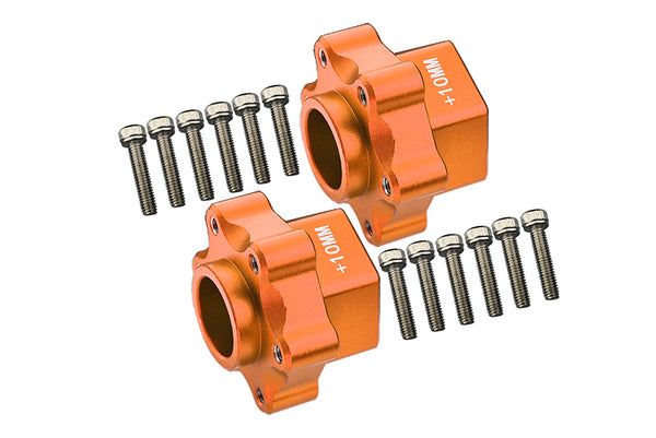 Aluminum Hex Adapters Converter (+10mm) For Losi 1:8 LMT 4WD Solid Axle Monster Truck LOS04022 / LMT Grave Digger / Son-uva Digger LOS04021 / TLR Tuned LMT Kit LOS04027 Upgrades - 14Pc Set Orange