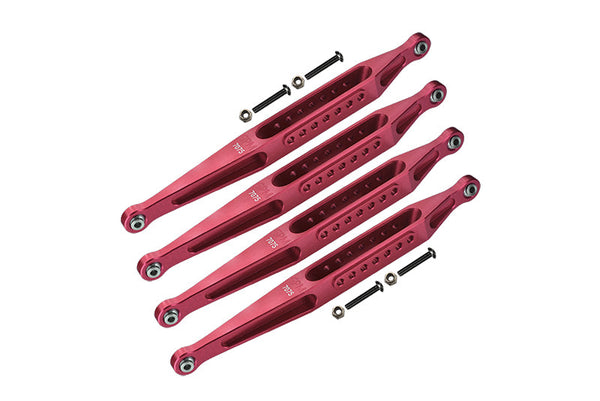 Aluminum 7075-T6 Lower Link Bar Set For Losi 1:8 LMT 4WD Solid Axle Monster Truck LOS04022 / Son-uva Digger LOS04021 Upgrades - Red