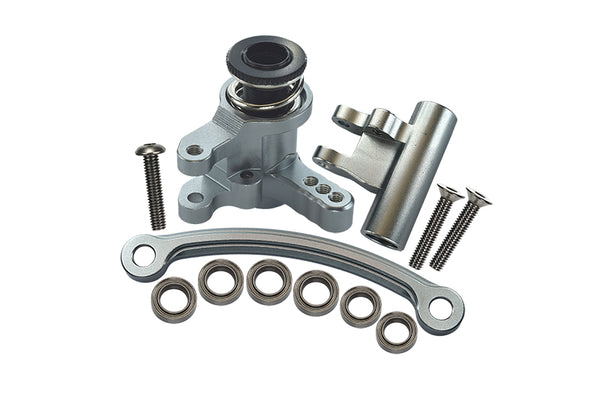 Losi 1:10 Lasernut U4 Tenacity LOS03028 / Tenacity DB Pro LOS03027V2 Upgrade Parts Aluminum Steering Assembly - 12Pc Set Gray Silver
