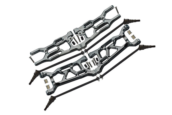 Losi 1/10 Lasernut U4 Tenacity LOS03028 Aluminum Upgrade Combo Set B (Front & Rear Lower Arms + Front & Rear CVD Drive Shafts) - Gray Silver