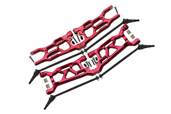 Losi 1/10 Lasernut U4 Tenacity LOS03028 Aluminum Upgrade Combo Set B (Front & Rear Lower Arms + Front & Rear CVD Drive Shafts) - Red