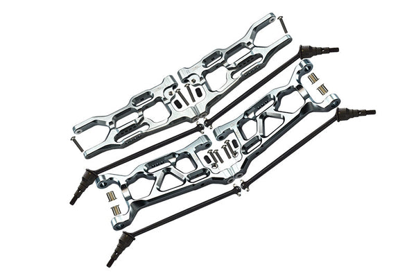 Losi 1/10 Lasernut U4 Tenacity LOS03028 Aluminum Upgrade Combo Set B (Front & Rear Lower Arms + Front & Rear CVD Drive Shafts) - Silver