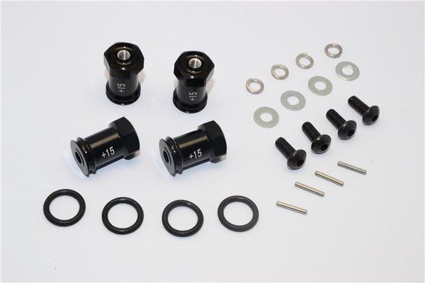 Team Losi Mini 8ight Aluminum Hex Wideners (+15Mm) - 4Pcs Set Black