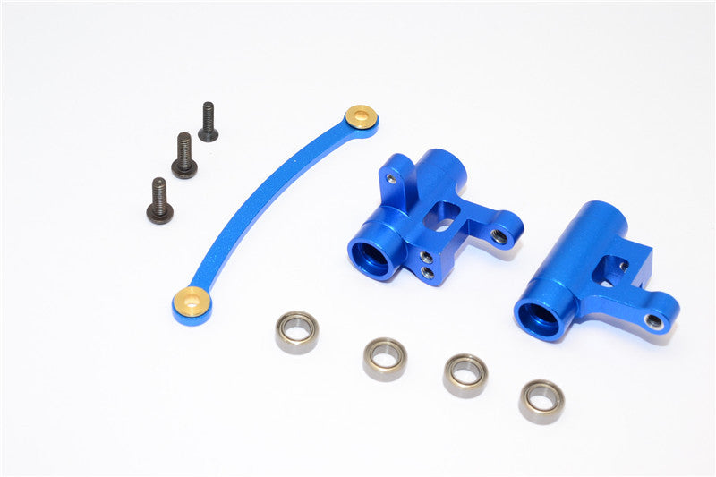 Team Losi Mini 8ight Aluminum Steering Assembly With Bearings - 3Pcs Set Blue