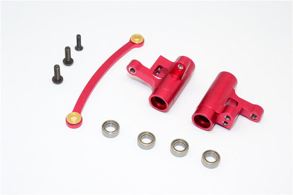 Team Losi Mini 8ight Aluminum Steering Assembly With Bearings - 3Pcs Set Red