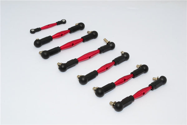 Team Losi Mini 8ight Buggy Aluminum Tie Rod With Plastic Black Ball Ends - 7Pcs Set Red