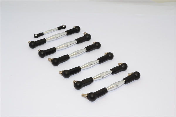 Team Losi Mini 8ight Aluminum Tie Rod With Plastic Black Ball Ends - 7Pcs Set Silver