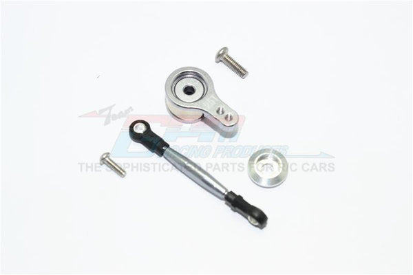 Team Losi Mini 8ight Buggy Aluminum Servo Saver With Steering Link - 1 Set Gray Silver
