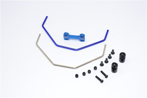 Team Losi Mini 8ight Aluminum + Hard Steel Front Anti-Roll Bar - 1 Set Blue