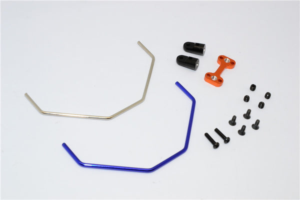 Team Losi Mini 8ight Aluminum + Hard Steel Front Anti-Roll Bar - 1 Set Orange