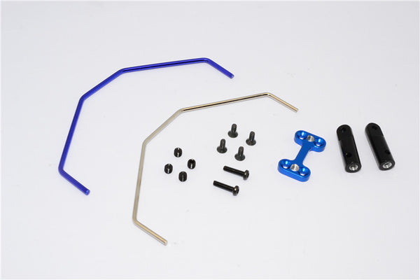 Team Losi Mini 8ight Aluminum + Hard Steel Rear Anti-Roll Bar - 1 Set Blue