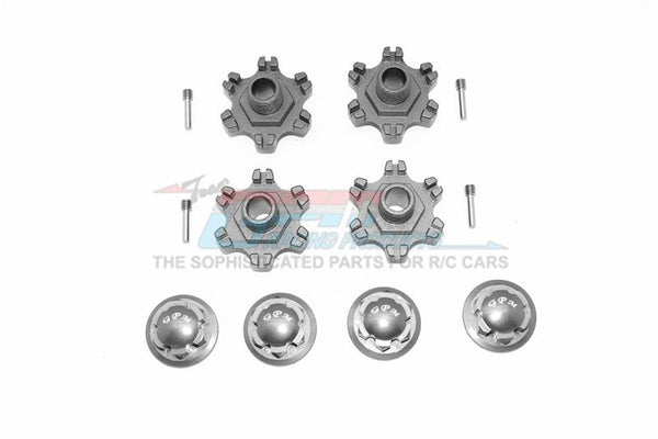 Arrma LIMITLESS All-Road Speed Bash Aluminum Wheel Hex (+6mm) + Wheel Lock - 8Pc Set Gray Silver