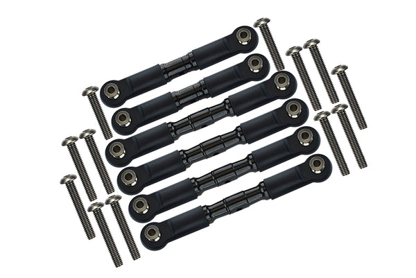 Arrma Granite 4x4 / Big Rock Crew Cab 4x4 Upgrade Parts Stainless Steel Adjustable Tie Rods - 6Pc Set Black