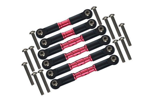 Arrma Granite 4x4 / Big Rock Crew Cab 4x4 Upgrade Parts Stainless Steel Adjustable Tie Rods - 6Pc Set Red