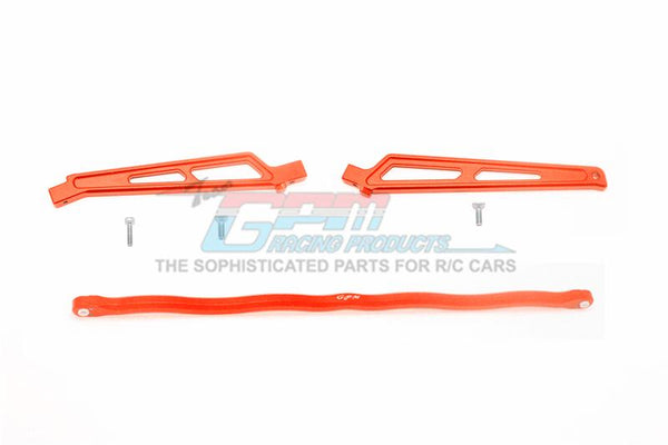 Arrma Talion 6S BLX (ARA106048) Aluminum Center Brace Bar + Chassis Brace - 3Pc Set Ornage