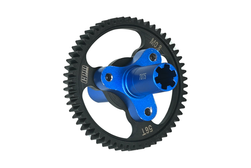 Medium Carbon Steel 56T Spur Gear 0.8 Module/32 Pitch For Arrma  1:10 KRATON 4S / SENTON 3S / VORTEKS 3S / OUTCAST 4S /  BIG ROCK V3 / GRANITE 3S / 1:8 VENDETTA 3S / INFRACTION V3 / TYPHON 3S - Blue