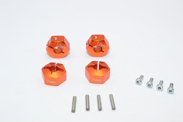 Tamiya MF01X & M06 Aluminum Hex Adapter (12mmX7mm) - 4Pcs Set Orange