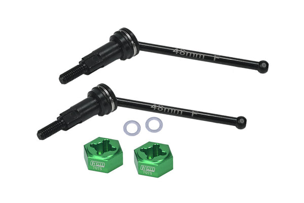 4140 Medium Carbon Steel Front CVD Drive Shafts With Aluminum 7075 Wheel Hex For Arrma 1/18 GRANITE GROM MEGA 380 Brushed 4X4 Monster Truck ARA2102 Upgrade Parts - Green