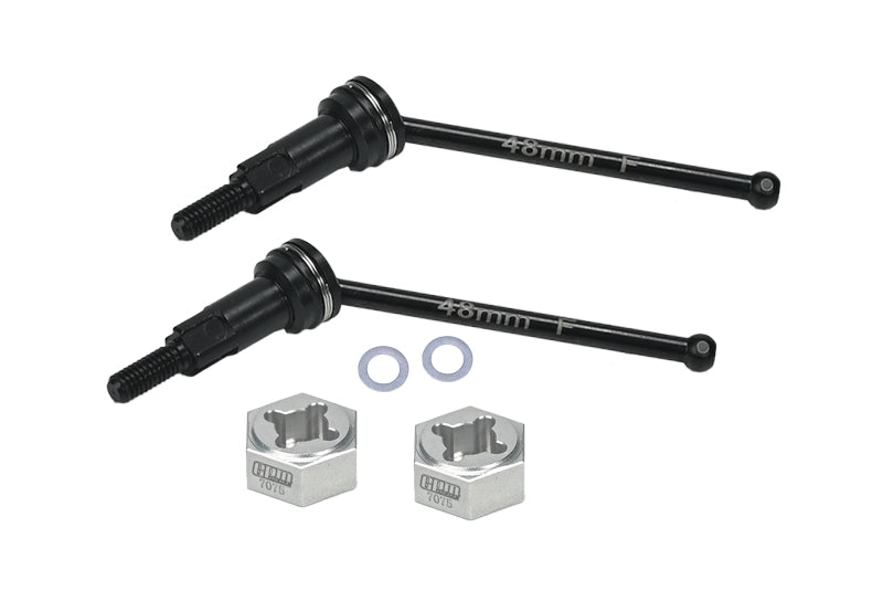 4140 Medium Carbon Steel Front CVD Drive Shafts With Aluminum 7075 Wheel Hex For Arrma 1/18 GRANITE GROM MEGA 380 Brushed 4X4 Monster Truck ARA2102 Upgrade Parts - Silver