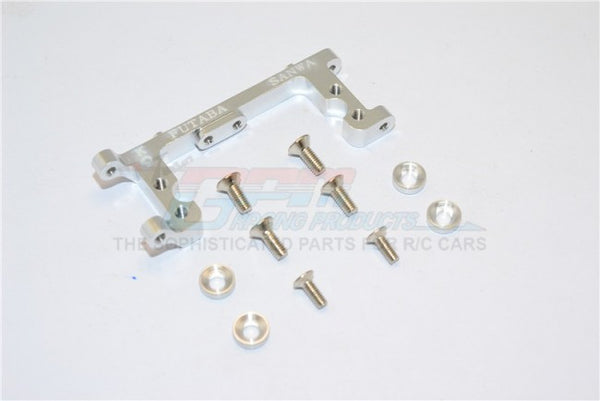Kyosho Mini Inferno Aluminum Servo Mount With Screws & Shims (For Kopropo, Futaba, Sanwa) - 1Pc Set Silver