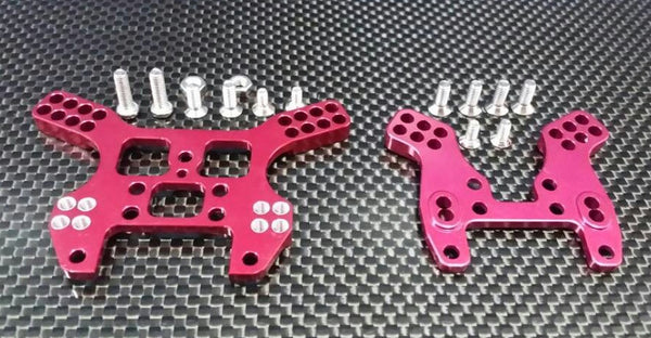 Kyosho Mini Inferno Aluminum Front + Rear Damper Tower With Screws - 2Pcs Set Red