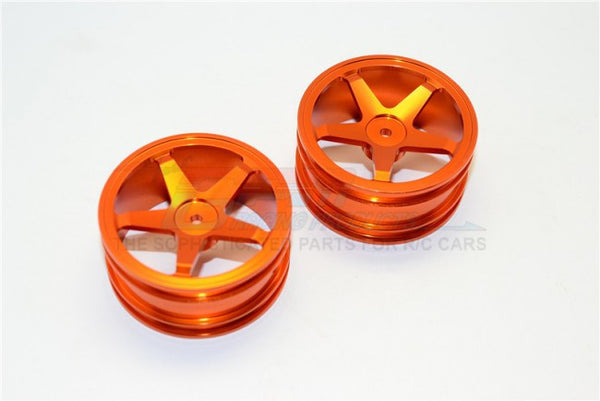 Kyosho Mini Inferno Aluminum Front/Rear Flat Rims (5 Poles) - 1Pr Set Orange