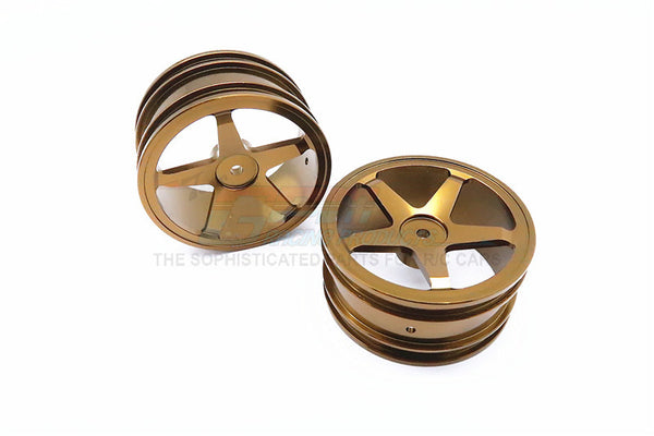 Kyosho Mini Inferno Aluminum Front/Rear Flat Rims (5 Poles) - 1Pr Set Golden Black