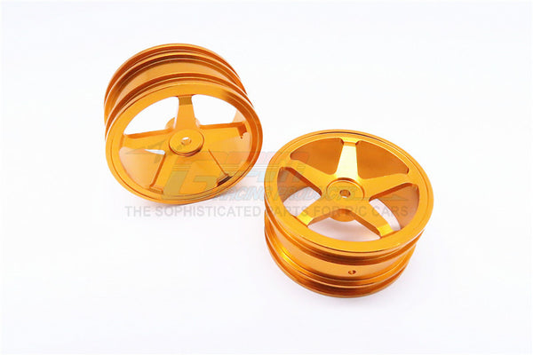 Kyosho Mini Inferno Aluminum Front/Rear Flat Rims (5 Poles) - 1Pr Set Gold