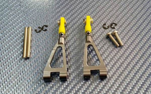 Kyosho Mini Inferno Aluminum Front Upper Arm With Screws & E-Clips & Pins & Delrin Collars - 1Pr Set Gray Silver
