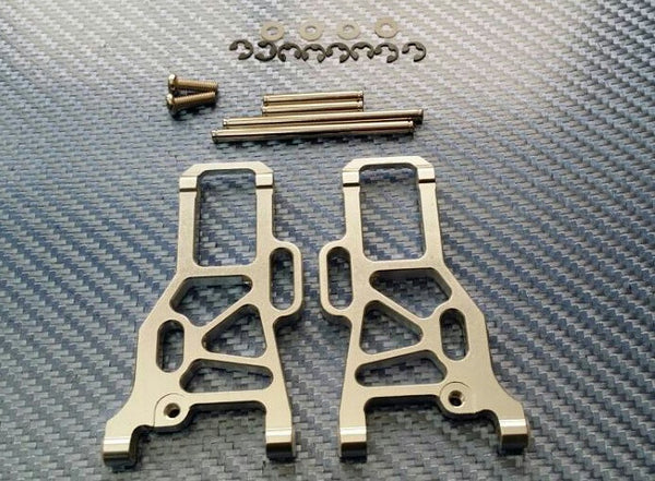 Kyosho Mini Inferno Aluminum Front Lower Arm With E-Clips & Pins & Delrin Collars - 1Pr Set Silver