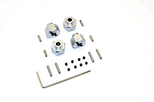 Axial SMT10 Grave Digger (AX90055) Aluminum Wheel Hex (+2mm) - 4Pcs Set Gray Silver